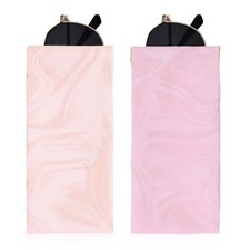 Double Eyeglass Case Soft Dual Glasses Case for Women Men 2 Salmon pink Ripple