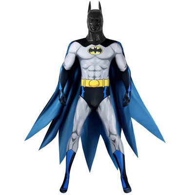 The Batman TV Series Season 1 Cosplay Costume Hero Printing Jumpsuit Blue Cape
