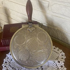 Vintage Brass Silent Butler/. Crumb Catcher With Wooden Handle 