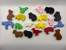 Wooden Train Track Animal Figures Mixed Colours Play Set