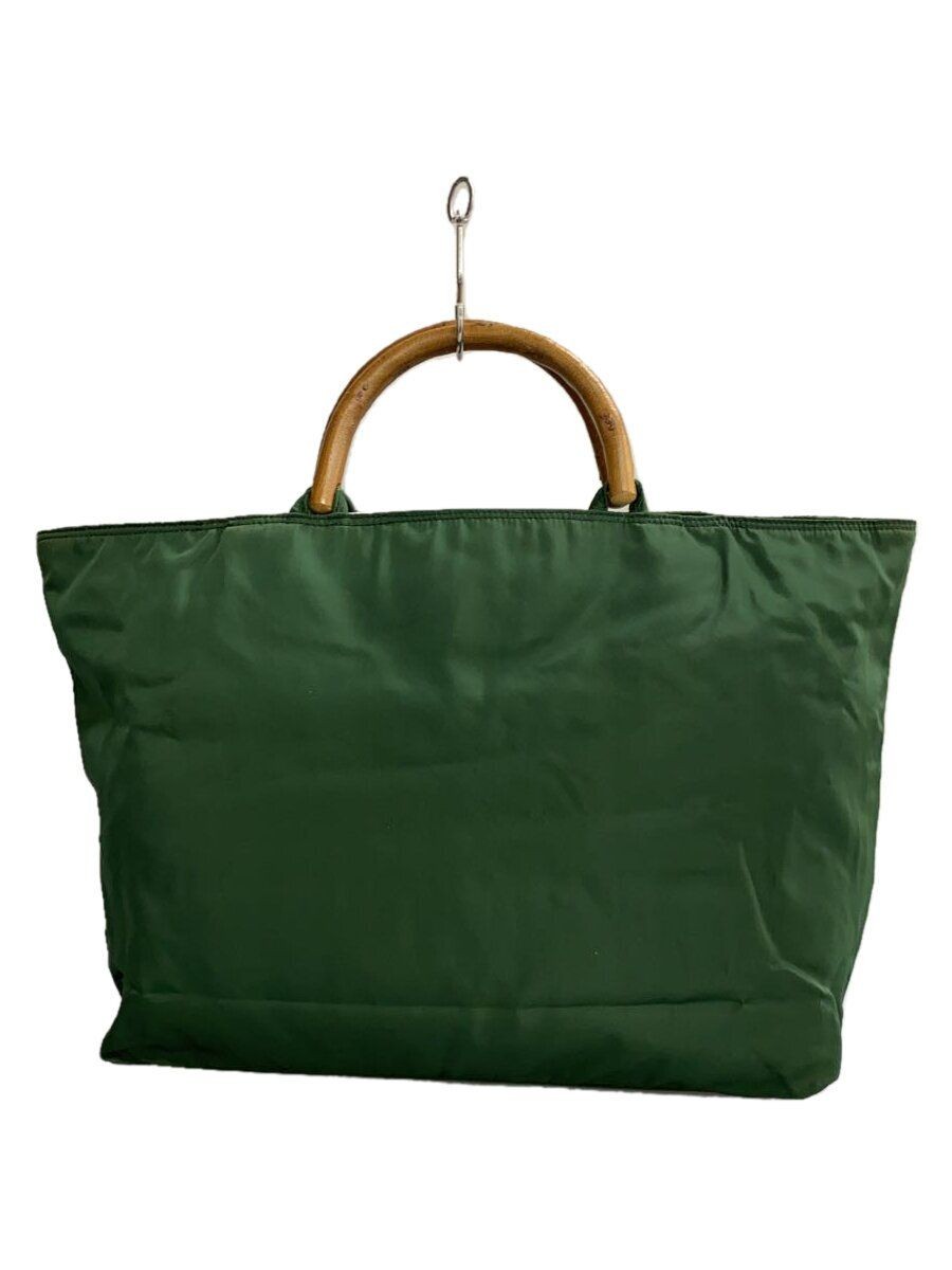 PRADA tote bag wood handle nylon Green Used | eBay