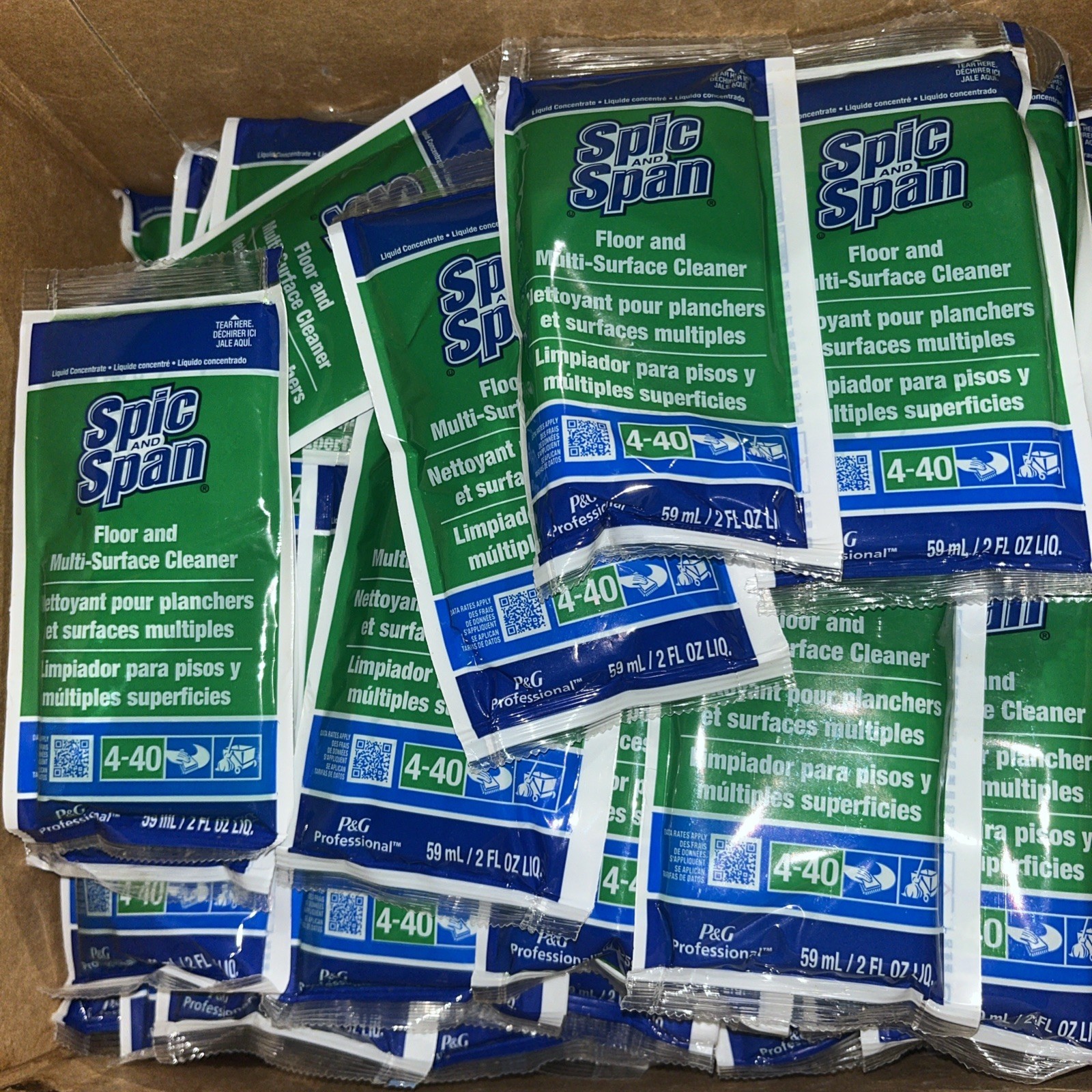 120 Pack! Spic And Span Floor & Multi-Surface Cleaner Portion Packet 4-40
