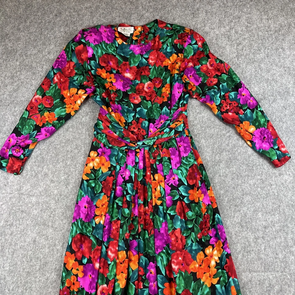 Vintage Talbots Maggy London 100% Silk Dress Size 8 Colorful Floral - Image 3 of 4