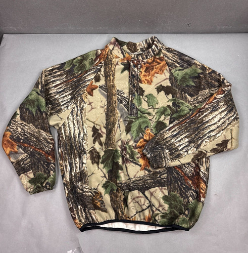 Vintage Cabelas Jacket Men Large Brown Realtree Pullover Fleece USA Made Sweater