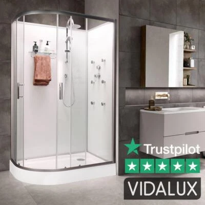 Vidalux 1200 x 800 Right Shower Cabin White Fast build Enclosure No Leaks
