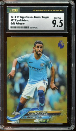 Riyad Mahrez [Gold Refractor] #92 2018 Topps Chrome Premier League card