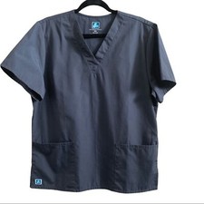 ADAR UNIFORMS Gray Short Sleeves Women's Medical Scrub Top Size M
