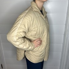 Womens Quilted Boho Tan Full Zip Jacket Coat Sz Large
