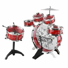 11 Pc RED Drum Set for Kids Boy/Girl Learn Music Band Rock  Roll Cymbal Snare