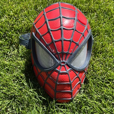 Spiderman Light Up Face Mask 2014 Hasbro Marvel Super Hero Halloween Adjustable