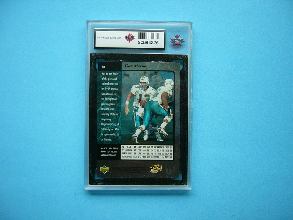 1996 UPPER DECK SP UD NFL FOOTBALL CARD #88 DAN MARINO KSA 9 MINT SHARP+ - Image 2 of 2