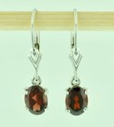 Dangling 1.90 ct  Natural Oval Garnet Earring White gold 14K leverback January  — photo 2
