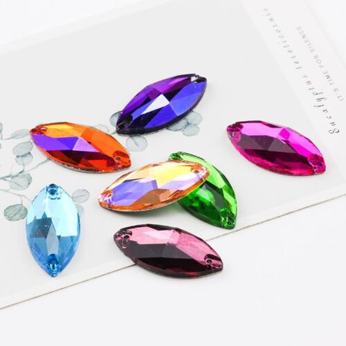 Perles de vêtement à couture mode en cristal ovale brillant strass cristal mode 1 paquet - Photo 1 sur 52