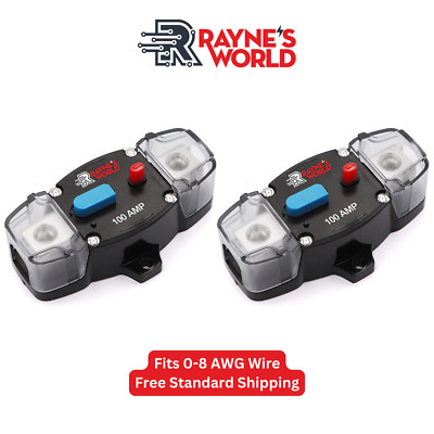 2 PACK 100 Amp 12-48V DC Inline Circuit Breaker w/ Cover Car/Audio/Boat/Solar
