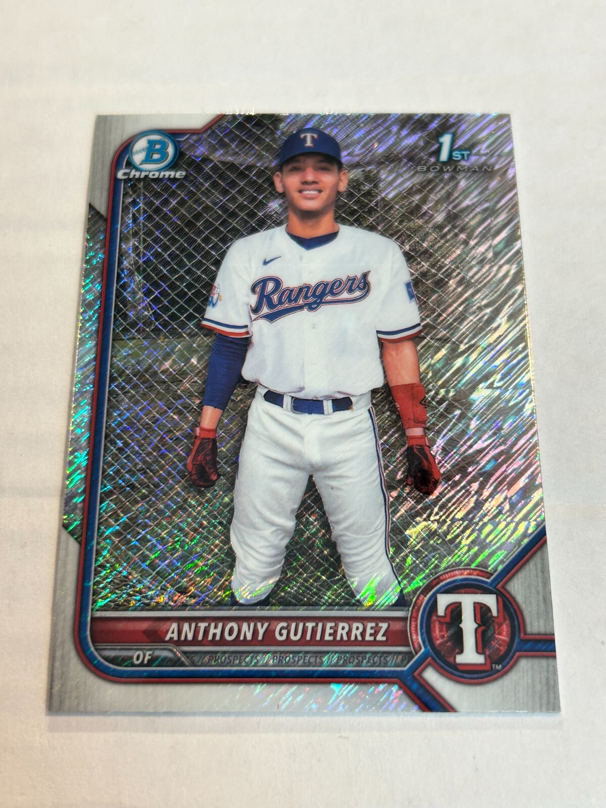 2022 BOWMAN CHROME ANTHONY GUTIERREZ #BCP-160 SHIMMER REFRACTOR 1ST RANGERS SP