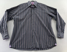 Luchlana Visconte Shirt Men  s XXL Purple Striped Button Up 2 Ply Long Sleeve