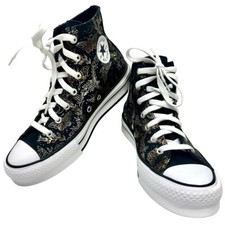 Image of Converse All Star CTAS Eva Lift Black & Gold Butterfly Mid Top Sneakers SZ 6