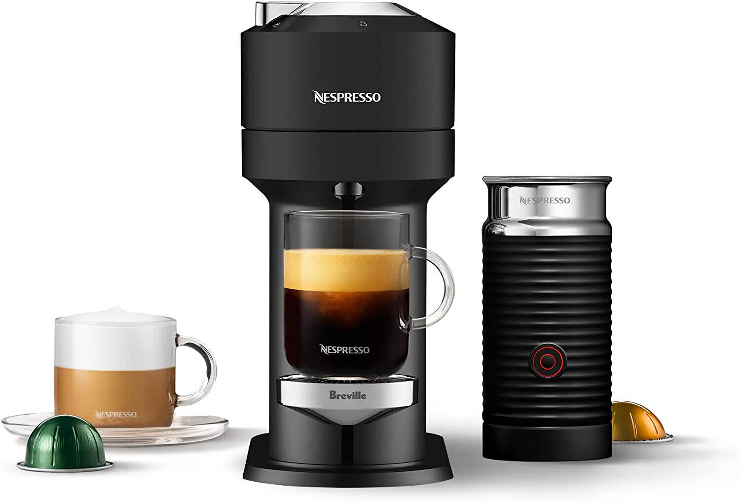 Nespresso Vertuo Next Coffee and Espresso Maker with Aeroccino Milk Frother -...
