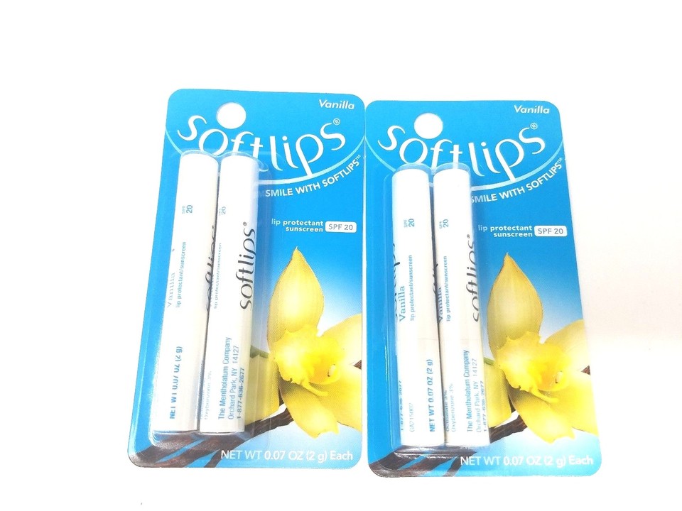 Softlips Lip Sunscreen SPF 20 Net Wt .07 Oz Choose Flavor Rasberry (2 ...