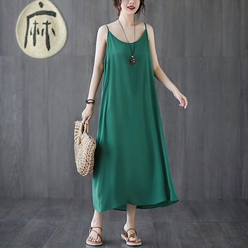 Lady Loose Slips Dress Strappy Spaghetti Underdress Underskirts Sleeveless Solid - Picture 17 of 21