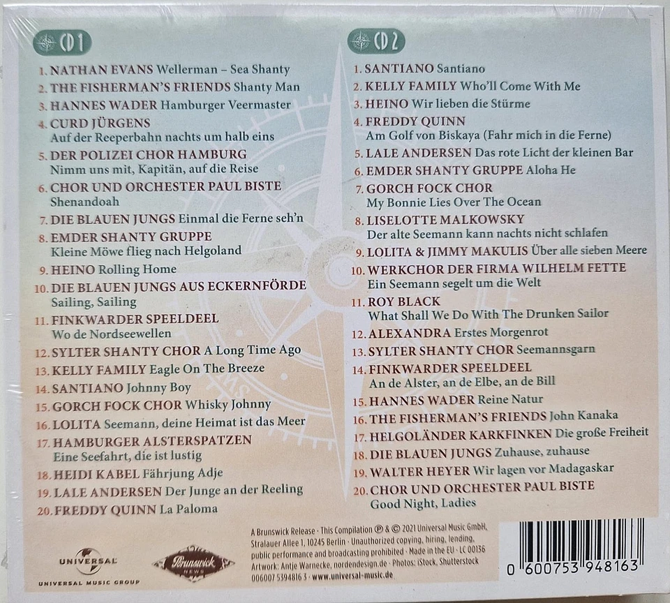 Wellenreiter, Die grössten Shanty Hits, 2 CD's, 40 Songs, NEU/OVP - Bild 2 von 2