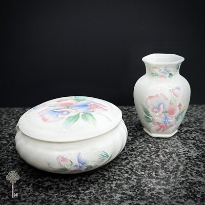 AYNSLEY LITTLE SWEETHEART FEINE ENGLISCHE BONE CHINA BLUMENVASE & SCHMUCKSCHALE