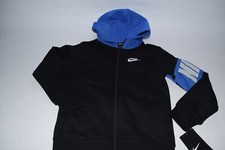 NWT Kids Boys Nike Hoodie Full Zip Sweatshirt sz 7 Game Royal Black 86F296 Logo