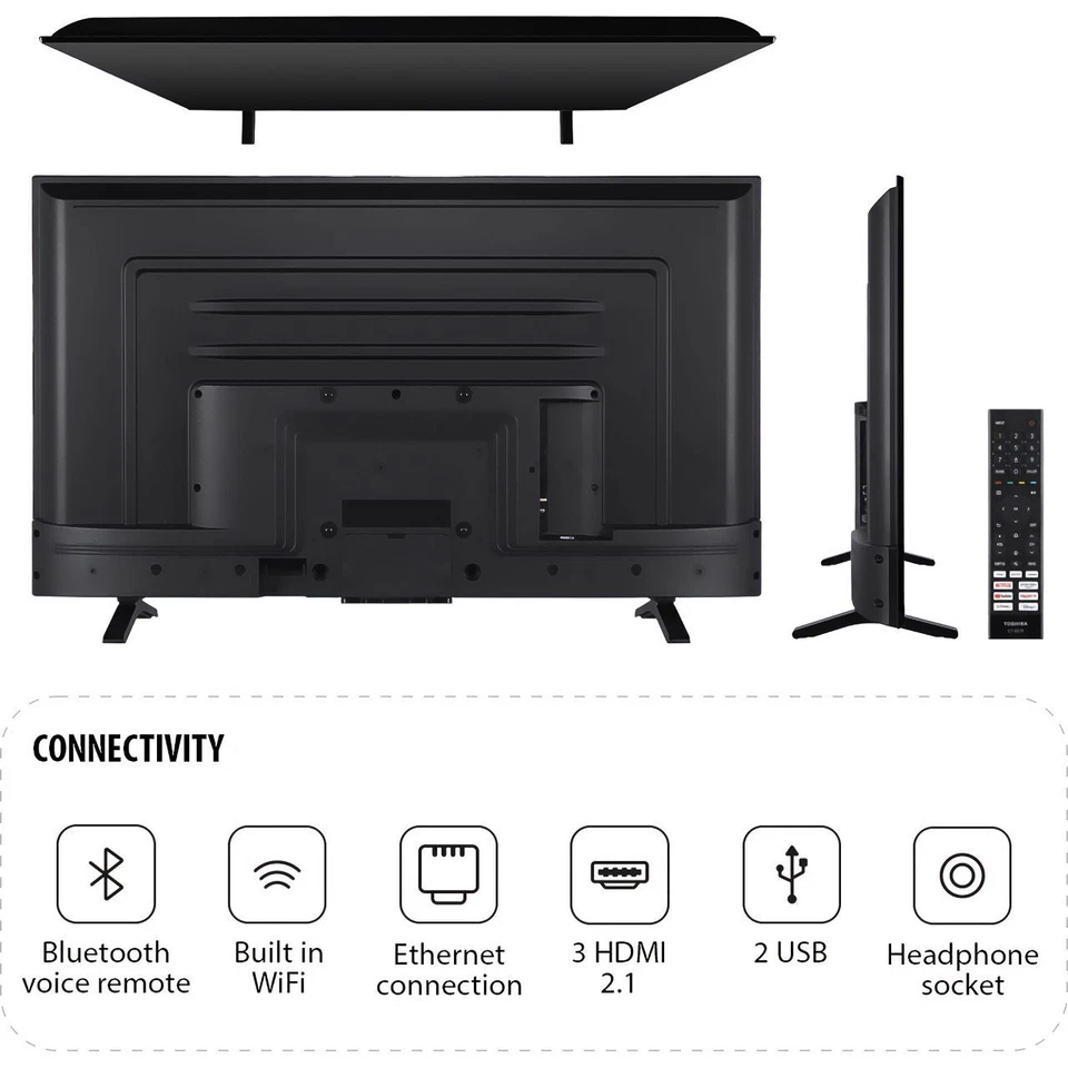 Toshiba 65UV2F53DBU 65 Inch LED 4K Ultra HD Smart TV Bluetooth WiFi - Image 3 of 4
