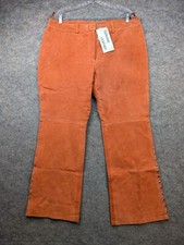 Metro Style Leather Pants Womens 20 Orange Lined Rivet Trim Vintage Chic