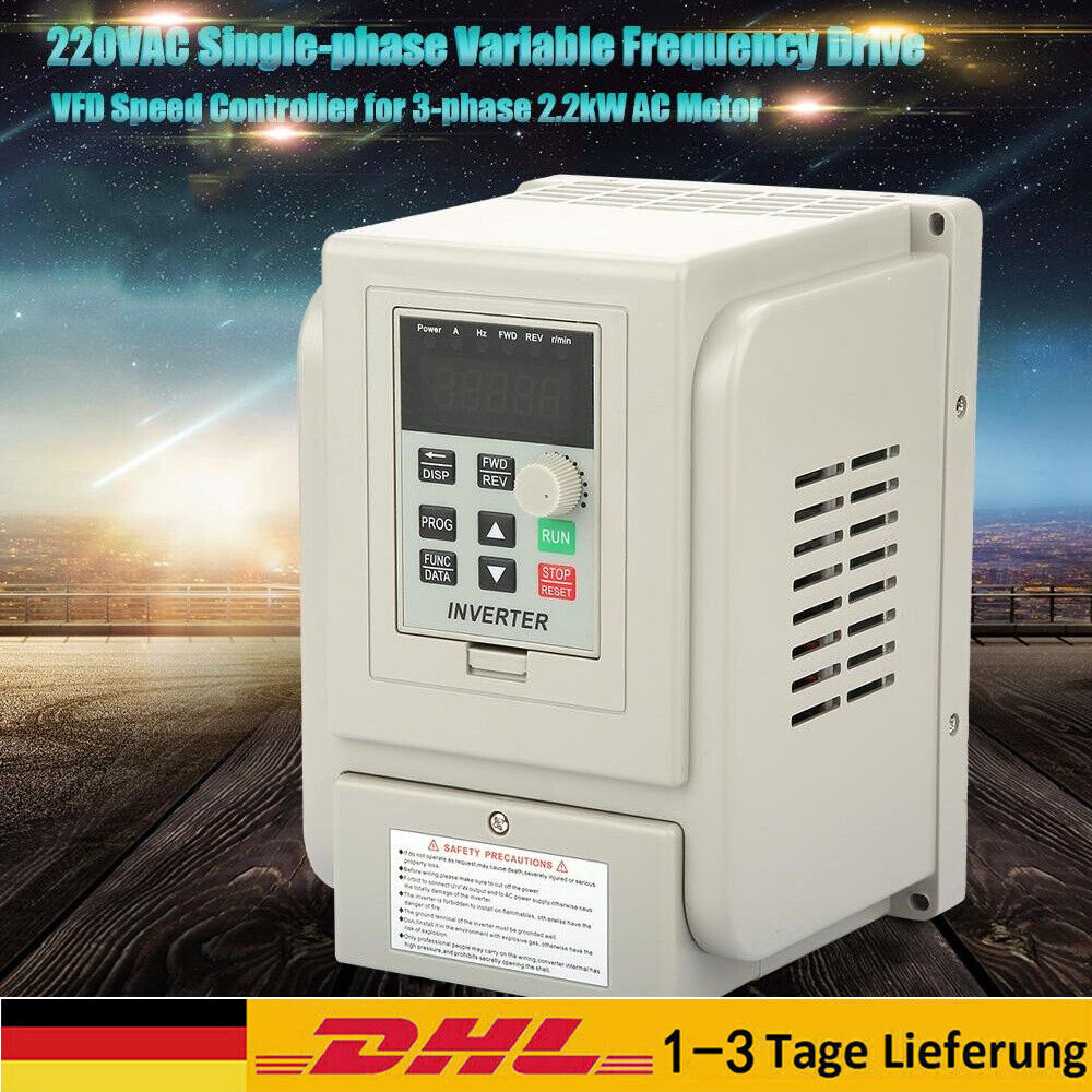 Image of 220V Einphasig VFD Drehzahlregler Frequenzumrichter für 2.2kW AC motor 3-phase L