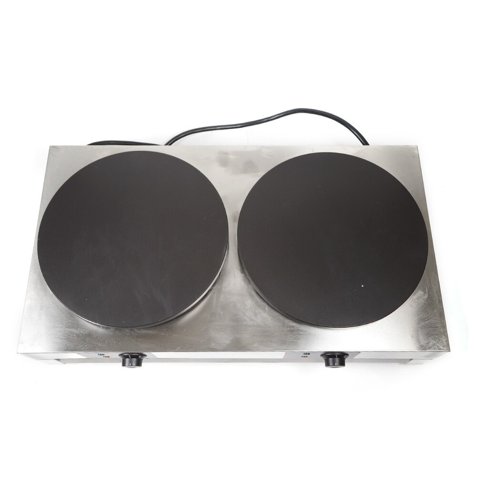 16" Commercial Electric Crepe Maker Machine Two Burner Hotplates Non