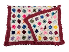 Manta de recepción de bebé afgano de ganchillo hecha a mano multicolor rosa talla 44" x 29"