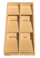 SpaceAid Bamboo Cutlery Silverware Organizer Kitchen Utensil Tray Natural Color