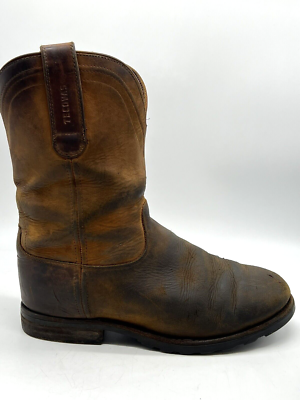 Tecovas Stockton Bison Leather Men\'s Boots Tecovas The Stockton Traditional Roper Work Boots - Cognac  main image 2