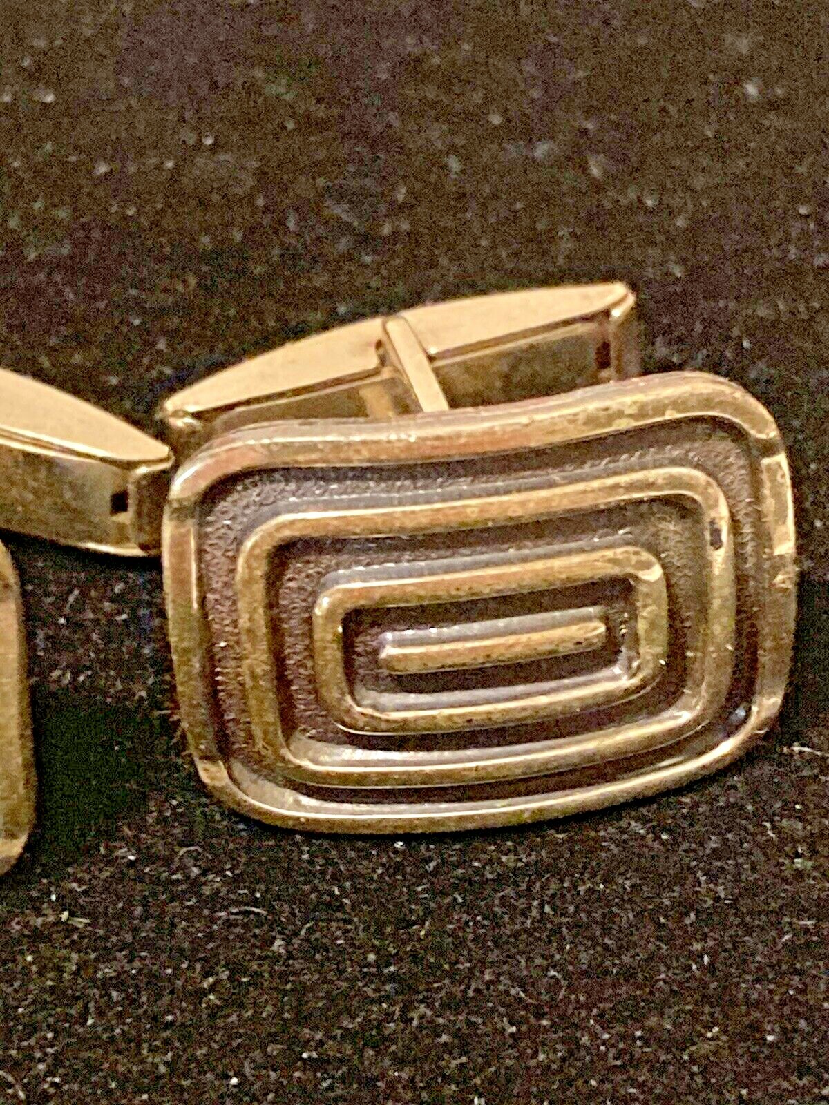 Vtg Pair Art Deco Style Rectangular Cufflinks But… - image 2