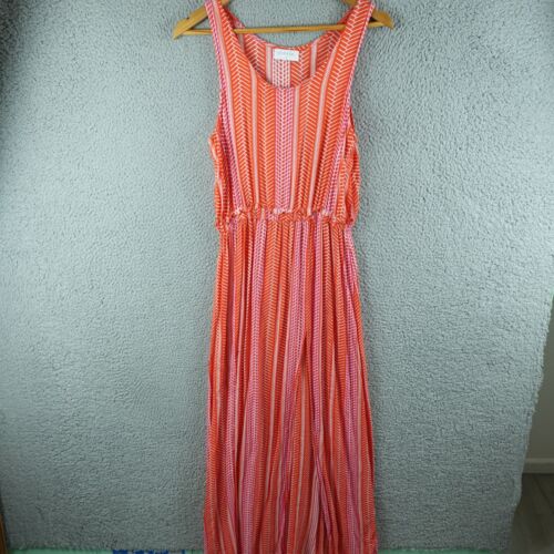 Steele Womens Dress 10 Red Maxi Sleeveless Slip Casual Lounge Pattern Slit Sun - Picture 1 of 10