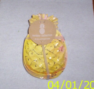 Outdoor Collection  Pineapple MELAMINE Appetizer plates set 6  New