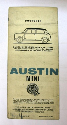 AUSTIN MINI Cooper Car tabla de colores #2125/C 51949 Super De-Luxe Countryman - Imagen 3 de 3