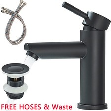 Basin Mixer Tap Bathroom Sink Mono Cloakroom Waterfall Single Lever Tap Fixings