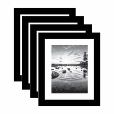 4 x Black Glass Photo Frames With Stand 6x4 7x5 8x6 10x8 A4 Picture Office Wall