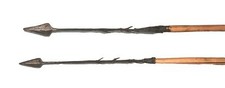 Pair Vintage Antique Fish Hunt Metal Point Bamboo Shaft Dart Spike Spear Arrow