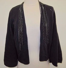 LUTZ & PATMOS CHAIN BUTTERFLY SLATE WOOL / CASHMERE CARDIGAN SIZE M,NWT !!$595