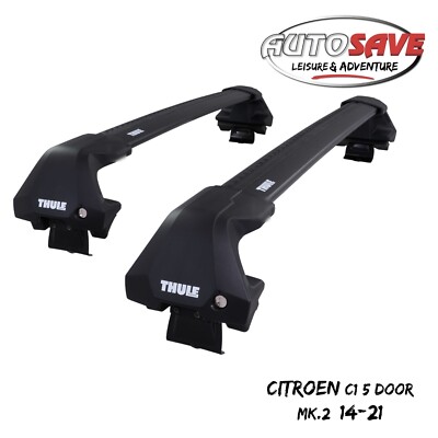 Thule WingBar Edge Black Aluminium Roof Bars for Citroen C1 5 Door Mk.2 14-21
