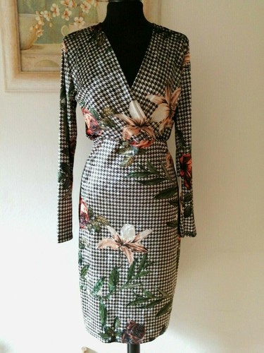 Abito Tubino Velluto TG 44.fantasia Pied de poule. Nuovo Tessuto Stretch |  eBay