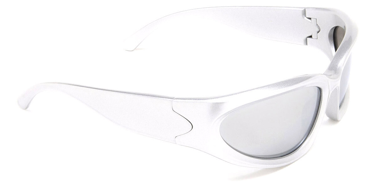 Balenciaga BB0157S Sunglasses Silver Silver Mirrored 65mm New 100 