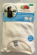NEW Fruit of the Loom Boys' Big Waffle Thermal Underwear Set Natural White 10/12