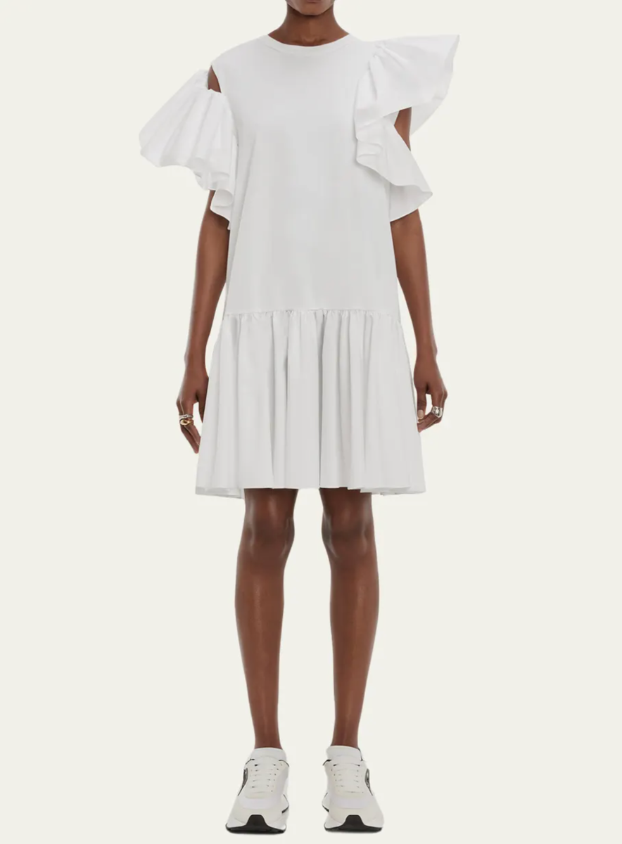 【Alexander McQueen】★gathered mini dress ALEXANDER MCQUEEN Gathered Faille Mini Dress in Yellow