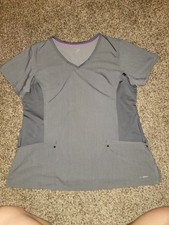 Purple Label Womens Medical Scrub Top Heathered Gray XLarge 2245