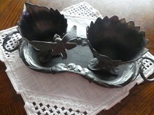 Antikes Jugendstil Tablett  Set mit 2Gefäßen  mit Libelle – versilbert – um 1900