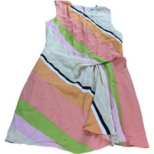 Branded UK10 Women's Colourful Sleeveless Dress Viscose Polyester Multi Stripe